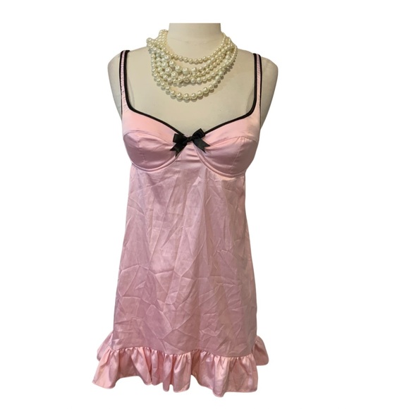 Victoria's Secret Other - Victoria’s Secret Sexy Little Things Pink Ruffle 34B chemise slip dress